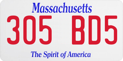 MA license plate 305BD5