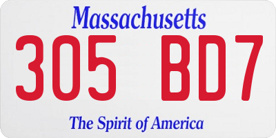 MA license plate 305BD7