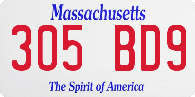 MA license plate 305BD9