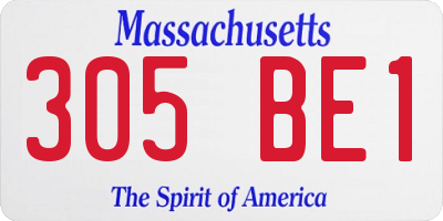 MA license plate 305BE1