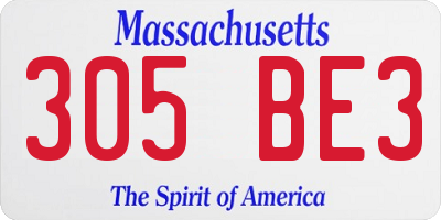 MA license plate 305BE3