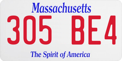 MA license plate 305BE4
