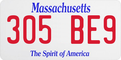 MA license plate 305BE9