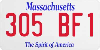 MA license plate 305BF1