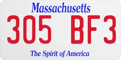 MA license plate 305BF3