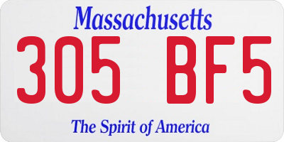 MA license plate 305BF5