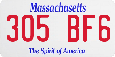 MA license plate 305BF6