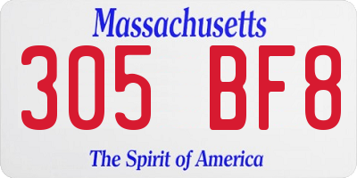 MA license plate 305BF8