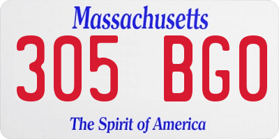 MA license plate 305BG0