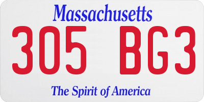 MA license plate 305BG3