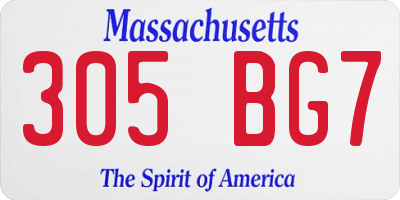 MA license plate 305BG7