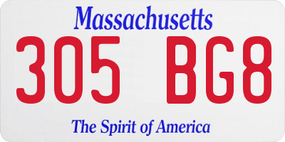 MA license plate 305BG8