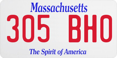 MA license plate 305BH0
