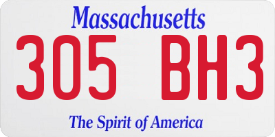 MA license plate 305BH3