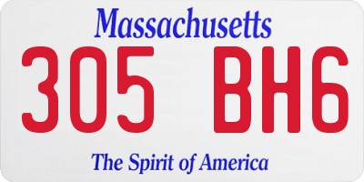 MA license plate 305BH6