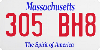 MA license plate 305BH8