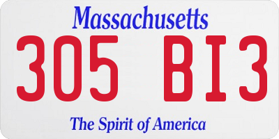 MA license plate 305BI3