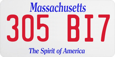 MA license plate 305BI7