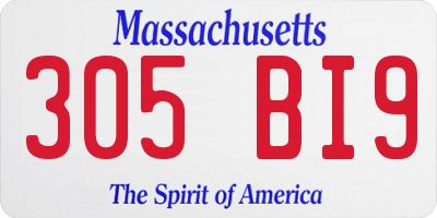 MA license plate 305BI9