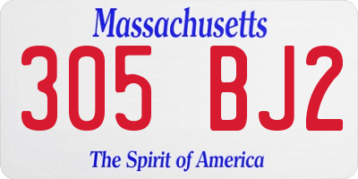 MA license plate 305BJ2