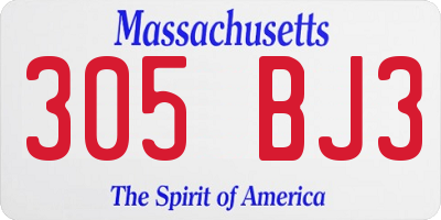 MA license plate 305BJ3