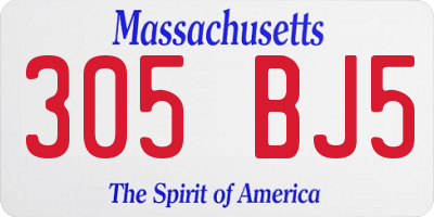 MA license plate 305BJ5