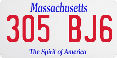 MA license plate 305BJ6