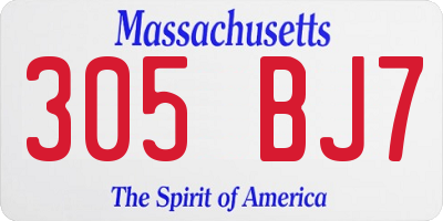 MA license plate 305BJ7