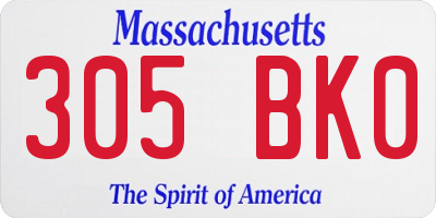 MA license plate 305BK0