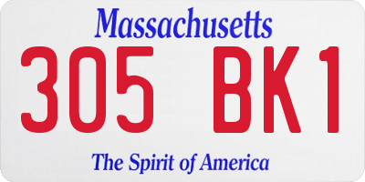 MA license plate 305BK1