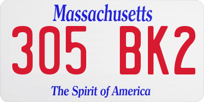 MA license plate 305BK2