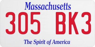 MA license plate 305BK3