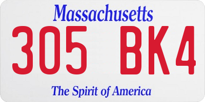 MA license plate 305BK4