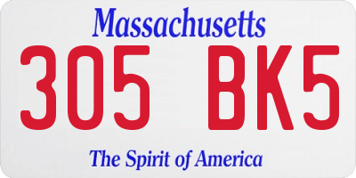 MA license plate 305BK5