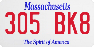 MA license plate 305BK8