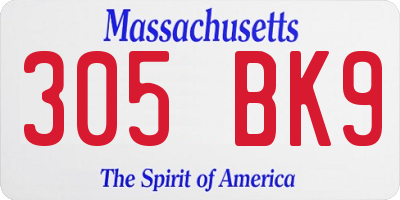 MA license plate 305BK9