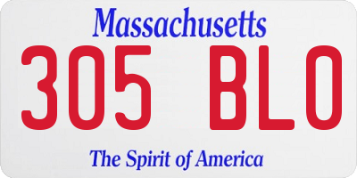 MA license plate 305BL0