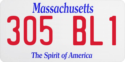 MA license plate 305BL1