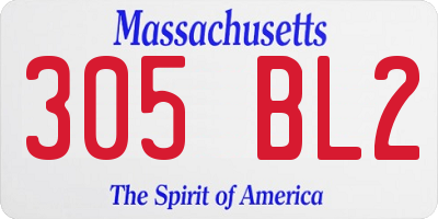 MA license plate 305BL2