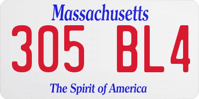MA license plate 305BL4