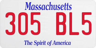 MA license plate 305BL5