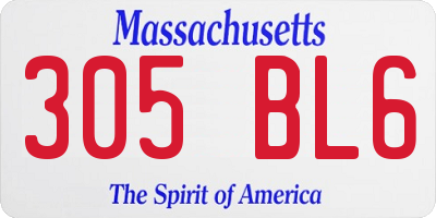 MA license plate 305BL6
