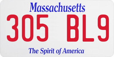 MA license plate 305BL9