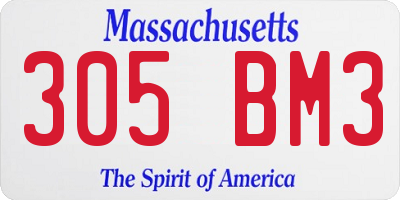 MA license plate 305BM3