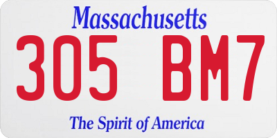 MA license plate 305BM7