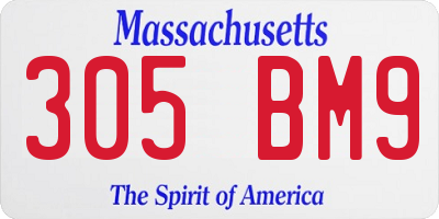 MA license plate 305BM9
