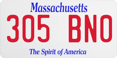 MA license plate 305BN0
