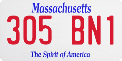 MA license plate 305BN1