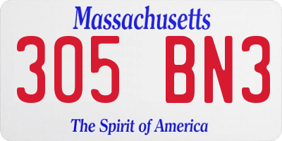 MA license plate 305BN3