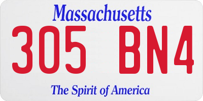MA license plate 305BN4